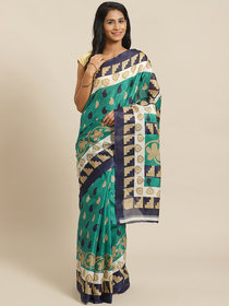 Sharda Creation Green And Blue Printed Saree