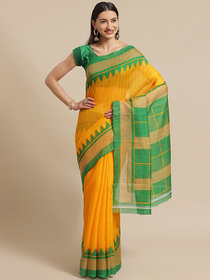 Sharda Creation Yellow And Green Printed saree