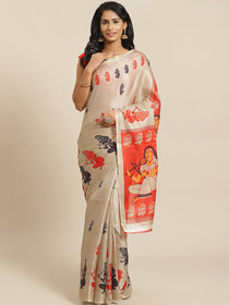 Sharda Creation Chicku And red Colour Animal Printed Saree