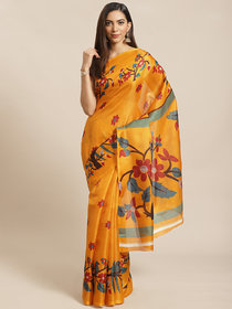 Sharda Creation Yellow Animal Printed Saree