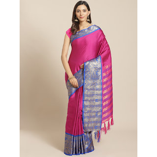                       Sharda Creation Wine And Blue Embellished Saree                                              