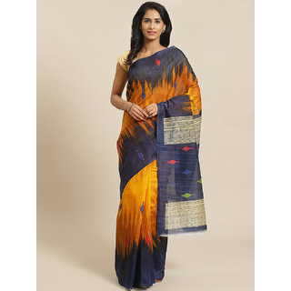                       Sharda Creation Yellow And Blue Printed saree                                              