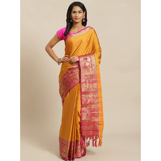                       Sharda Creation Mustard And Pink Embellished Saree                                              