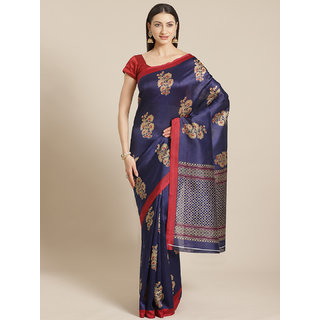                       Sharda Creation Blue Flower Mysore Silk Saree                                              