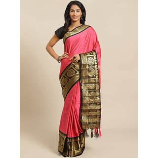                       Sharda Creation Pink And Black Embellished saree                                              