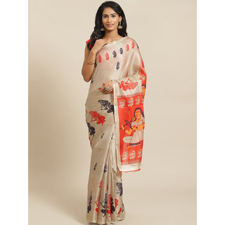                       Sharda Creation Chicku And red Colour Animal Printed Saree                                              