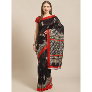                       Sharda Creation Black Animal Print Saree                                              