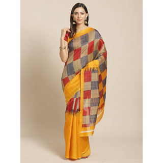                       Sharda Creation Multicolour Checks Printed Mysore Silk Saree                                              