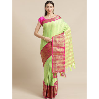                       Sharda Creation Green And Pink Embellished saree                                              