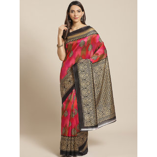                       Sharda Creation Pink And Black Mysore Silk Saree                                              