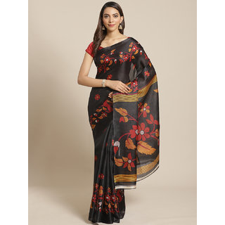                       Sharda Creation Black Animal Printed Saree                                              