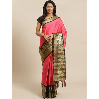                       Sharda Creation Pink And Black Embellished saree                                              