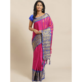                       Sharda Creation Wine And Blue Embellished saree                                              