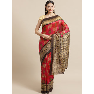                       Sharda Creation Pink Animal Printed Saree                                              