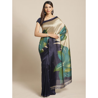                       Sharda Creation Navy Blue Mysore Silk Saree                                              