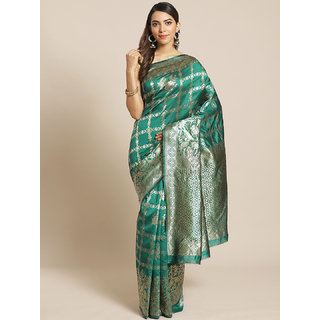                       Sharda Creation Green And Silver Embellished saree                                              