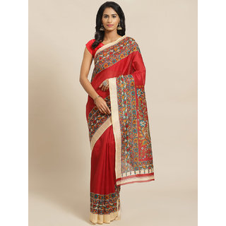                       Sharda Creation Red Printed Saree                                              