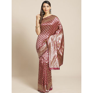 Sharda Creation Maroon And Gold Embellished Art Silk Saree