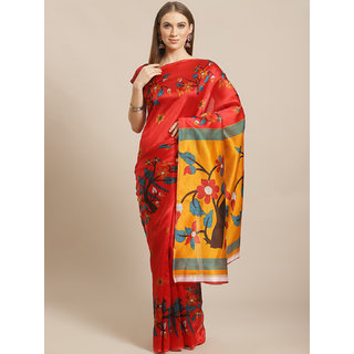                       Sharda Creation Red Silk Saree                                              