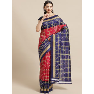                       Sharda Creation Pink And Blue Bandhani Print Saree                                              