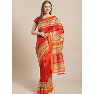                       Sharda Creation Red Mysore Silk Saree                                              