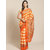 Sharda Creation Orange And White Checked Saree