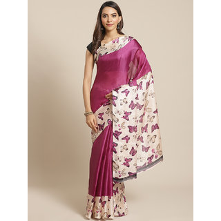                       Sharda Creation Purple Animal Print Saree                                              