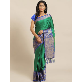                       Sharda Creation Green And Blue Embellished Saree                                              