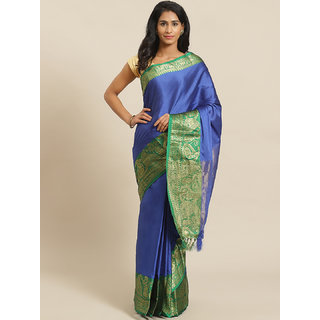                       Sharda Creation Blue And Green Embellished Saree                                              