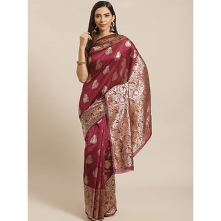                       Sharda Creation Maroon And Gold Embellished Art Silk Saree                                              