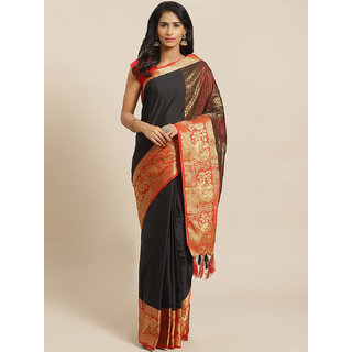                       Sharda Creation Black And Red Embellished Saree                                              