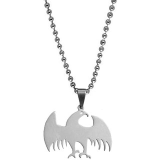                       Sullery Stylish Eagle Bird Locket Silver Necklace Chain                                              