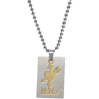                       Sullery Valentine Day Gift High Polished love Letter Silver And Gold Necklace Chain                                              