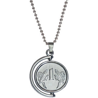 Sullery Stylish One Ruppes half Rotational Coin Silver Necklace Chain