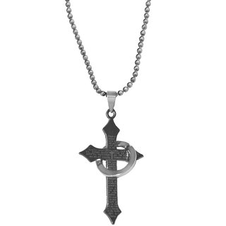                       Sullery Christmas Gift Bible Jesus Cross With pray holy Ring Black And Silver Necklace Chain                                              