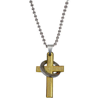                       Sullery Christmas Gift High Polished Jesus Christ Cross Cutting Shape Gold And Silver Necklace Chain                                              