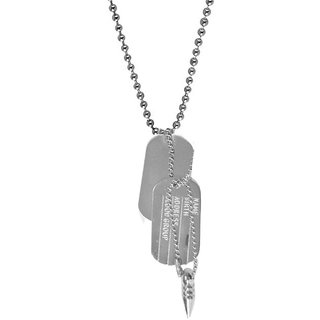                       Sullery Stylish Biker Dog Tag Silver Necklace Chain                                              