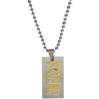                       Sullery Stylish Friend Letter Locket Gold And Silver Necklace Chain                                              