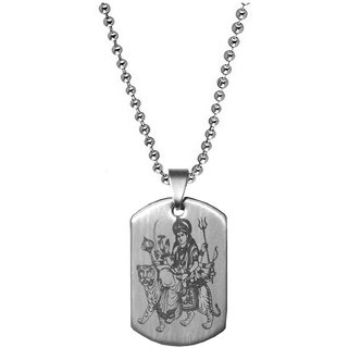                       Sullery Religious Durga Maa Mahashakti Silver Necklace Chain                                              