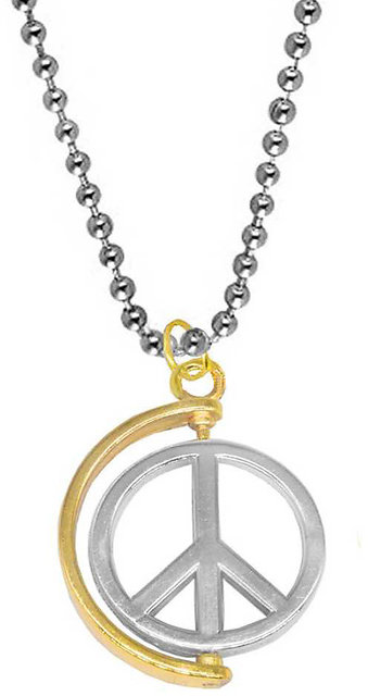 Peace Sign Gold-Accented Pendant Necklace Made in Bali - Peace of the  Universe | NOVICA