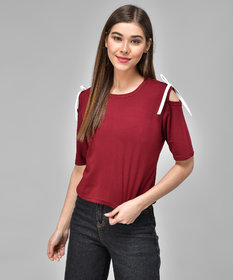 Raabta Maroon Cold Shoulder With Knots