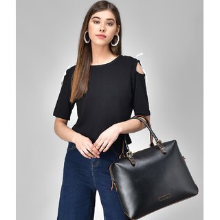                       Raabta Black Cold Shoulder With Knots                                              