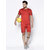 Glito Side Stripe Mens Soccer/Football Set of T-Shirt  Shorts (Red)