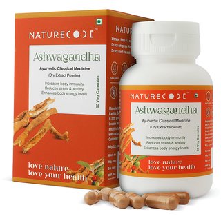                       Nature Code Ashwagandha Pure Anxiety  Stress Relief  Energy  Endurance Extract Capsule                                              