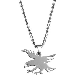                       Sullery Stylish Eagle Bird Locket with chain Silver Stainless Steel Pendant                                              