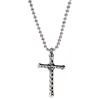                       Sullery Cristmas Gift Christ Jesus Cross Locket with chain Silver Stainless Steel Pendant                                              