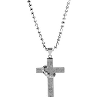                       Sullery Christmas Gift Jesus Christ Cross Locket Witth Chain Silver Stainless Steel Pendant                                              