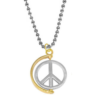                       Sullery Rotational Peace Sign Anjaan Locket chain Multicolour Silver Stainless Steel Pendant                                              