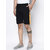 Glito-Men's Shorts with white  Mustard Side Stripe  Pockets- Solid Black Shorts