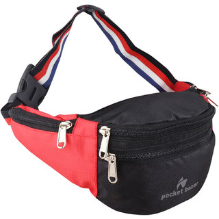 pocket bazar Black, Red Waist Bag Waist Bag  (Black, Red)
